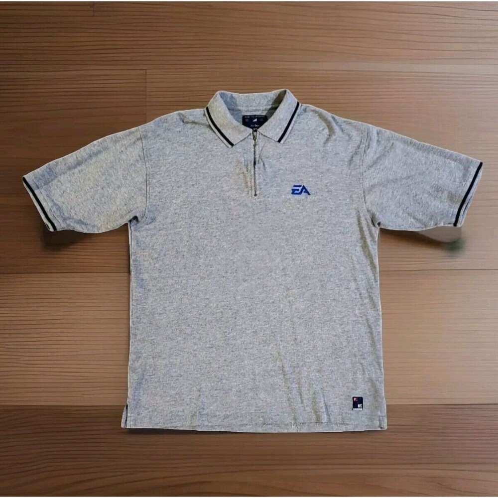 Rare EA Electronic Arts Gaming Vintage Gray Polo Mens Large Embroidered Logo